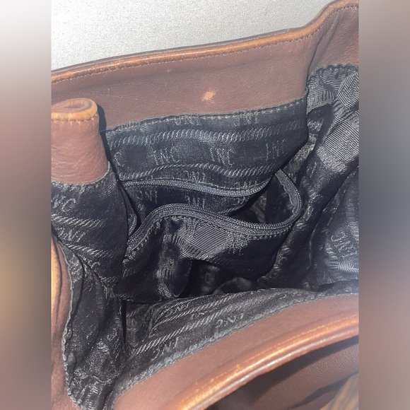 INC Dark brown bag, real leather, two pockets preowned - Picture 4 of 6